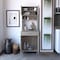 Tuhome Della 60 Kitchen Pantry with Countertop, Closed & Open Storage, Light Gray ALZ6602 - alternate 4